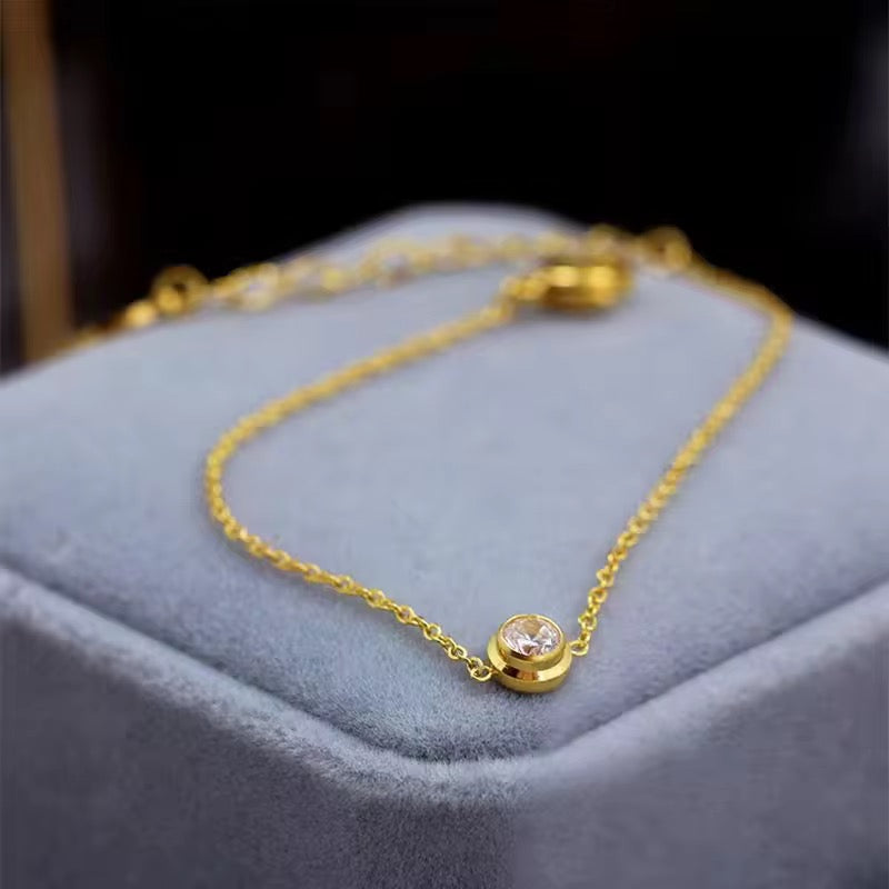 SJ 145 Zircon dainty minimalistic bracelet - 18k gold PVD Plated stainless steel - Anti tarnish - Wholesale