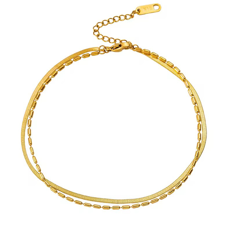 SJ 146 Seed bead double layer minimalistic bracelet - 18k stainless steel - Anti tarnish - Wholesale