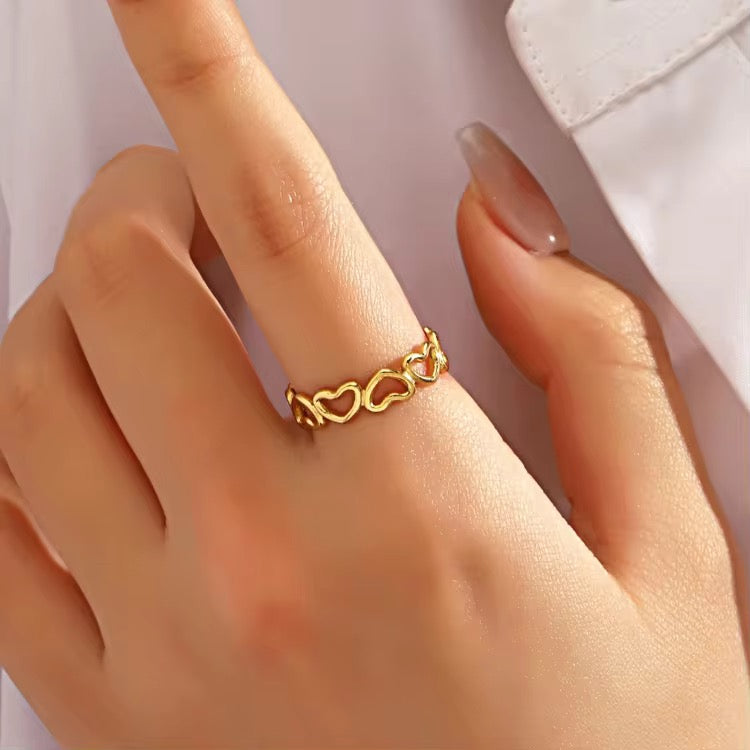 SS 154 Heart dainty ring adjustable - 18k stainless steel - Anti tarnish - Wholesale
