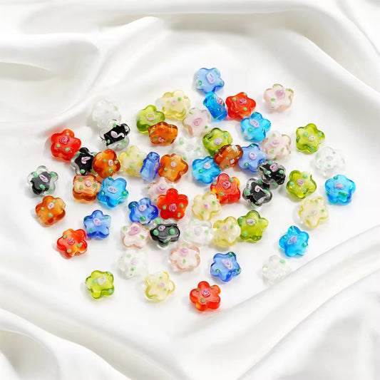 BBB 375 Floral Glass Handmade Bead ( 1 pc ) lampwork Glass