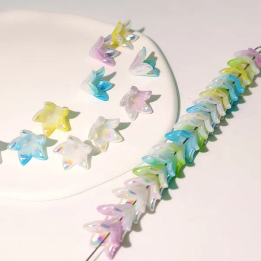 AB94 lily flower uv coated luminous Acrylic bead ( 1 pc )