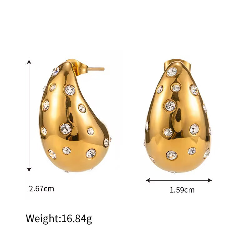 SJ 120 Waterdrop Zircon Earrings - premium 18k PVD Plated gold stainless steel - Anti tarnish