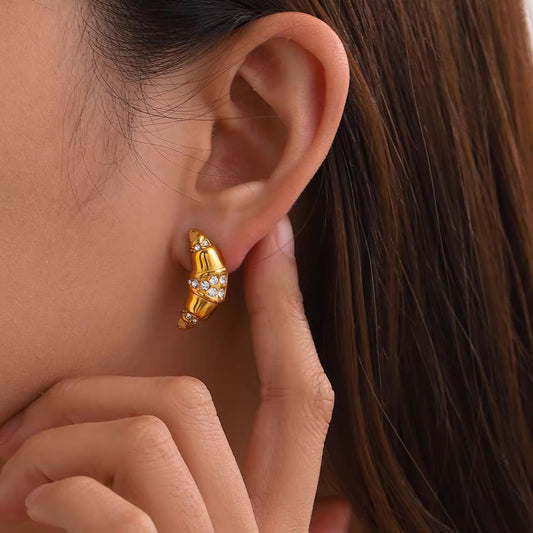 SS 121 Croissant Zircon Earrings - premium 18k stainless steel - Anti tarnish - Wholesale