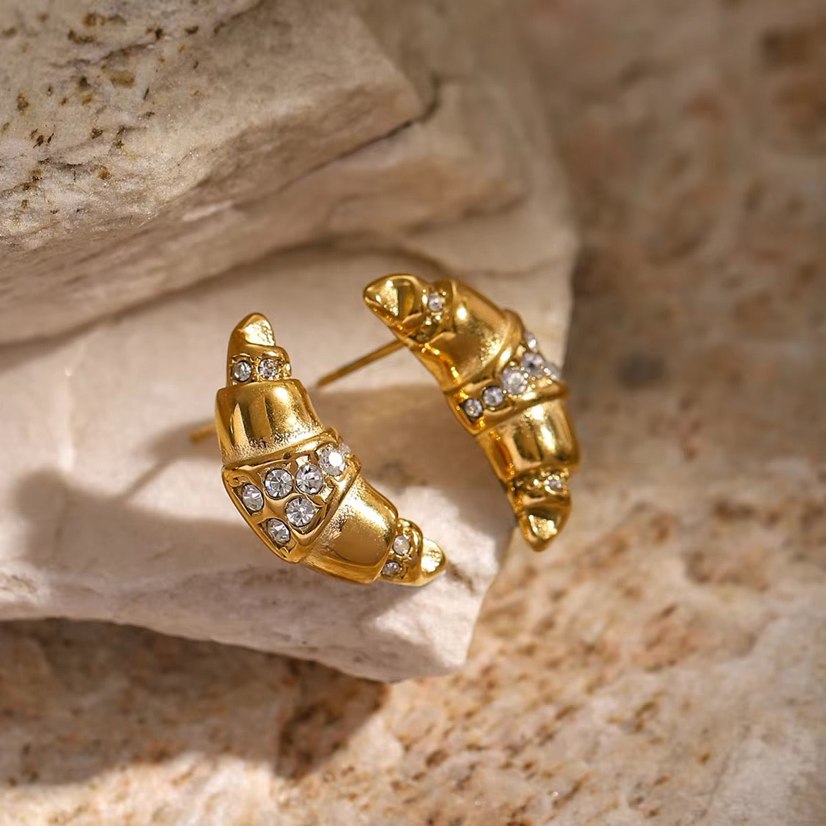 SS 121 Croissant Zircon Earrings - premium 18k stainless steel - Anti tarnish - Wholesale