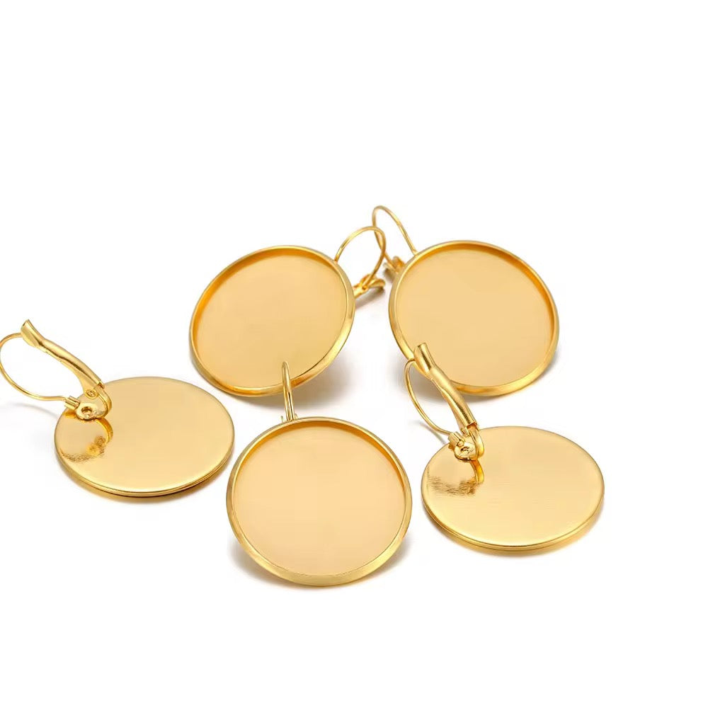 SS 2348 Cabochon earring 18k gold plated Stainless steel stud ( 2 pc ) Anti tarnish