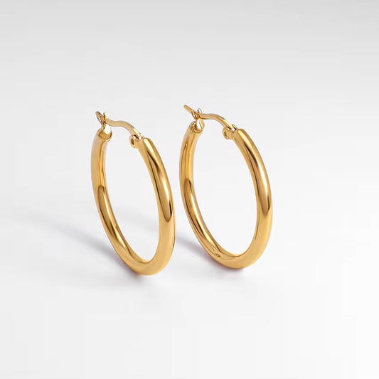 SS 2356 Thick Hoop 18k gold plated Stainless steel ( 2 pc ) Anti tarnish