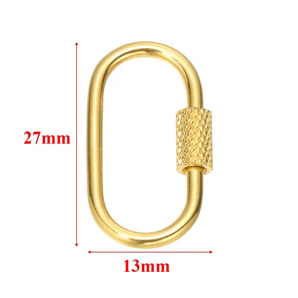 SS 2357 Screw locking clasp big carabiner hooks 18k gold plated Stainless steel ( 1 pc ) Anti tarnish