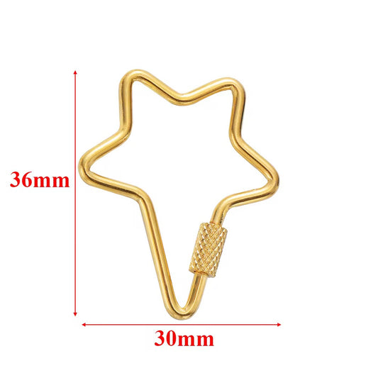 SS 2357 Screw locking clasp big carabiner hooks 18k gold plated Stainless steel ( 1 pc ) Anti tarnish