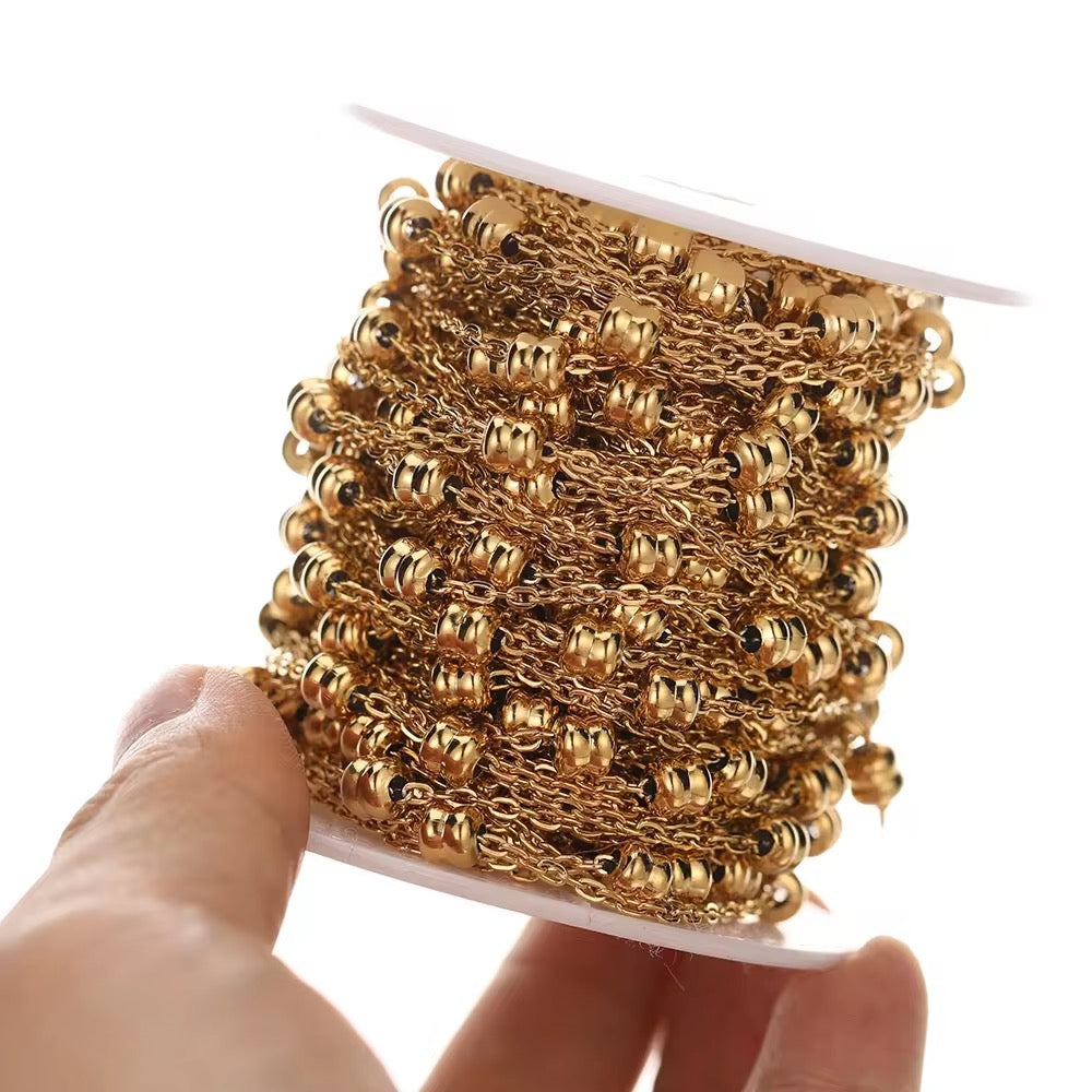 CN 58 Dual round link 18k gold plated Stainless steel chain ( 1 Feet ) Anti tarnish