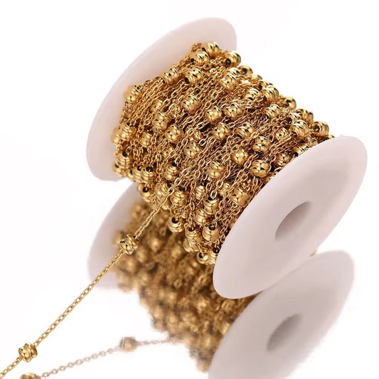 CN 58 Dual round link 18k gold plated Stainless steel chain ( 1 Feet ) Anti tarnish