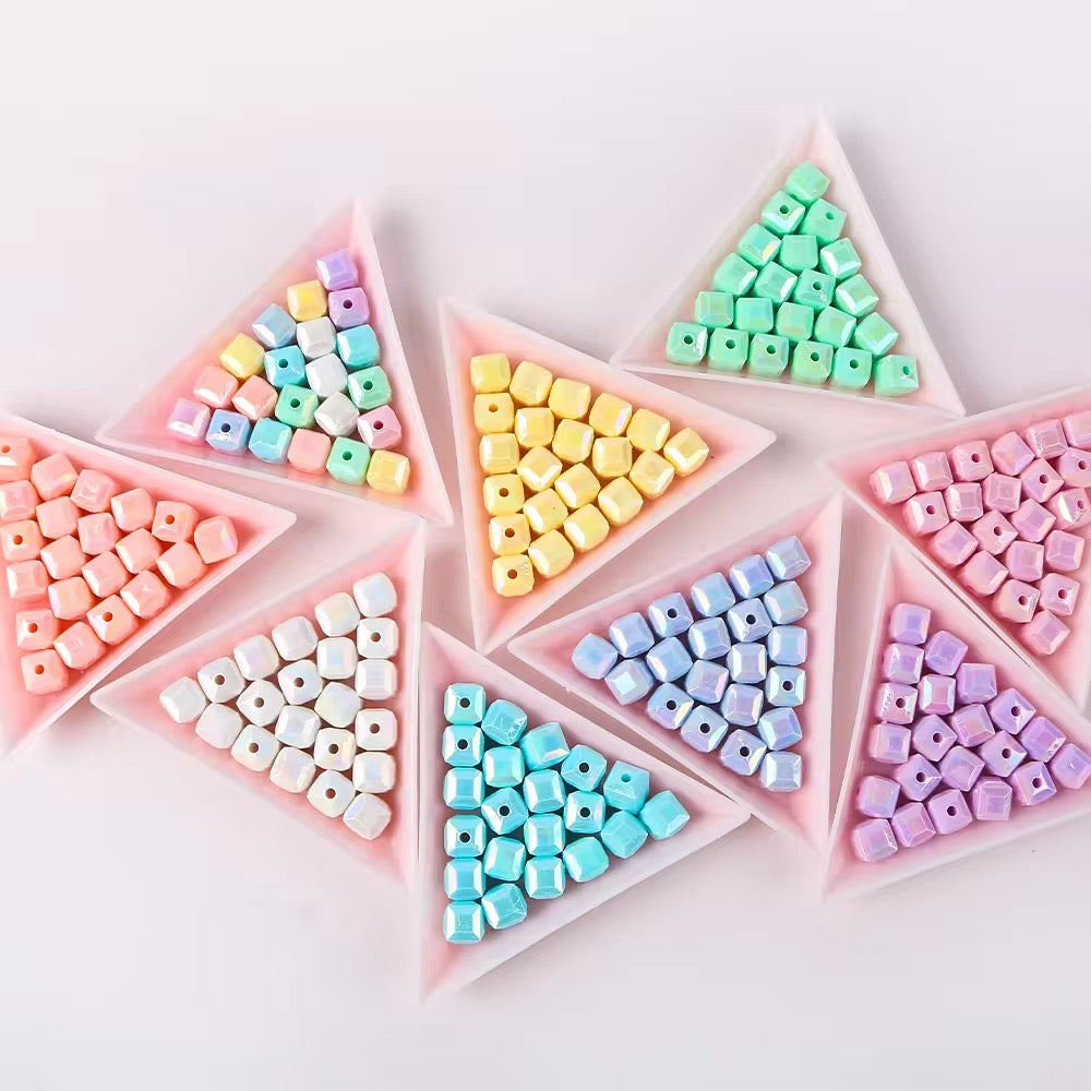 BBB 028 Square Faceted luminous Acrylic bead ( 1 pc )