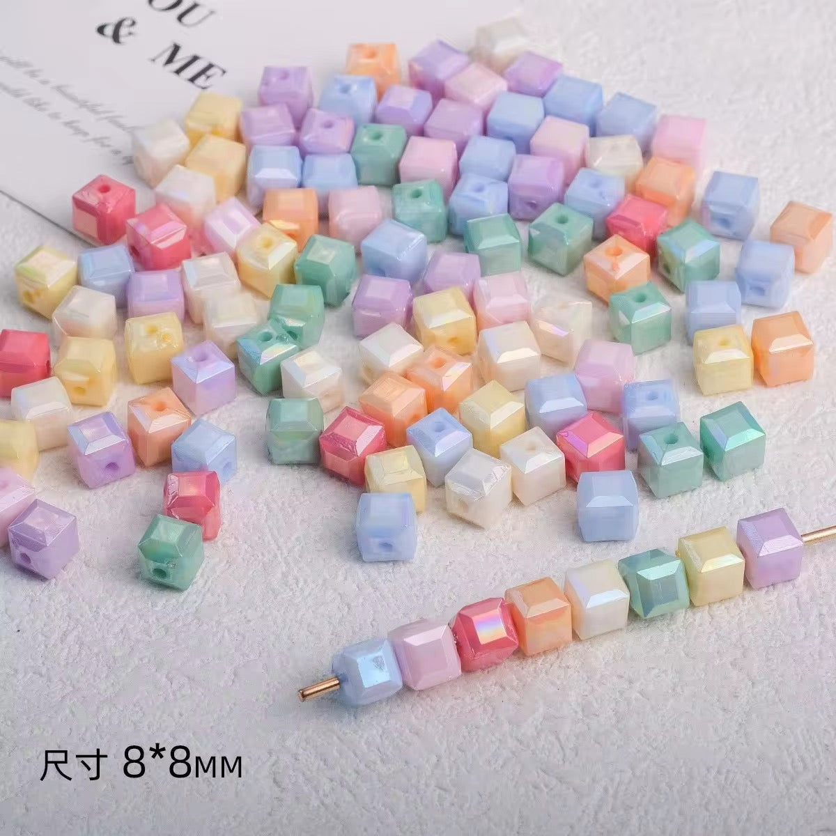 BBB 028 Square Faceted luminous Acrylic bead ( 1 pc )