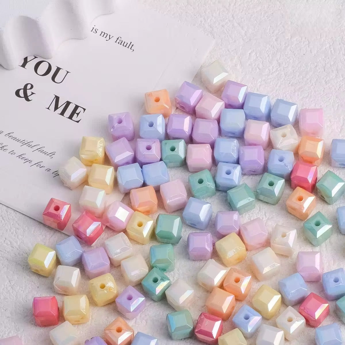 BBB 028 Square Faceted luminous Acrylic bead ( 1 pc )