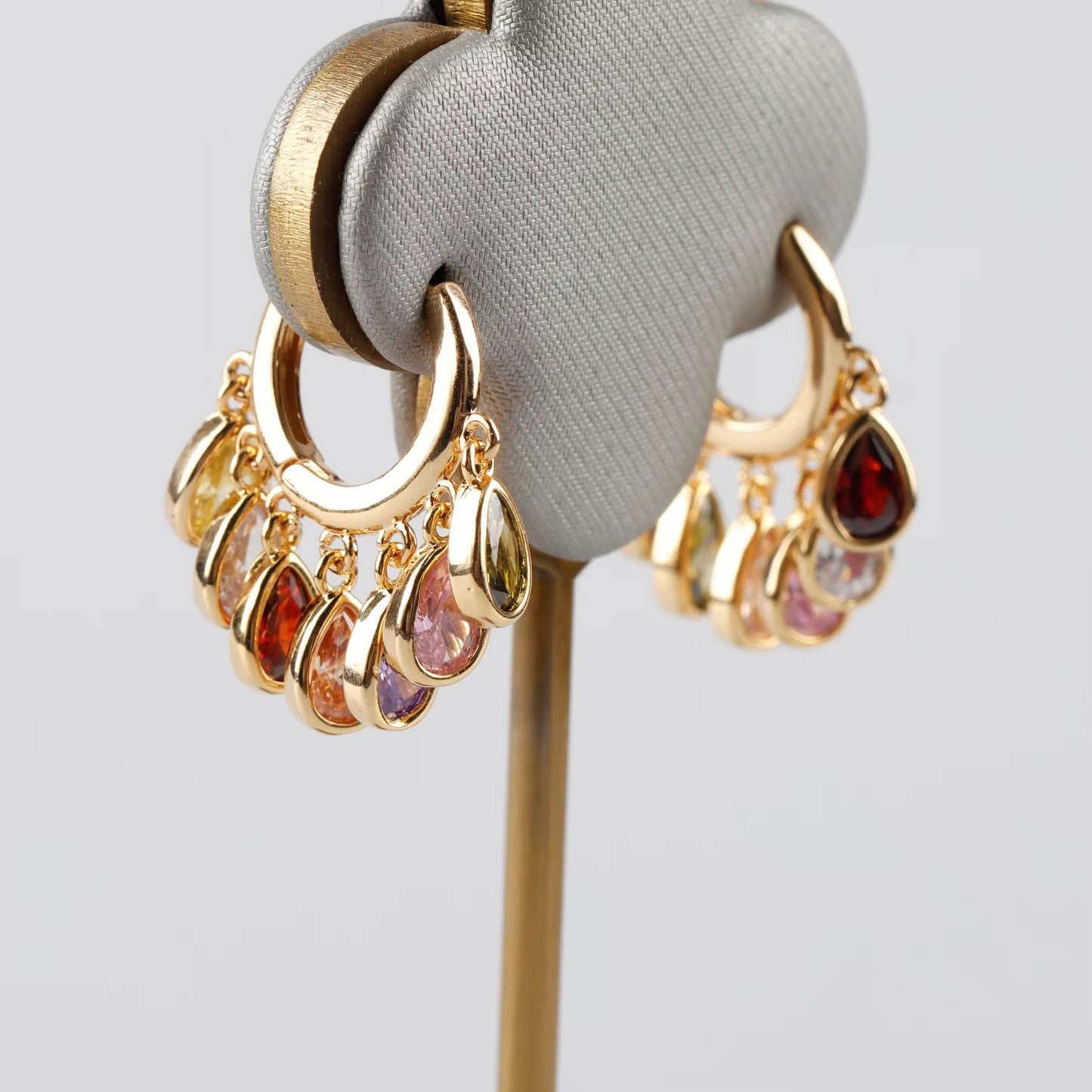 CZ 2360 Purple drop Zircon charm 18k gold plated ( 1 pc ) - anti tarnish