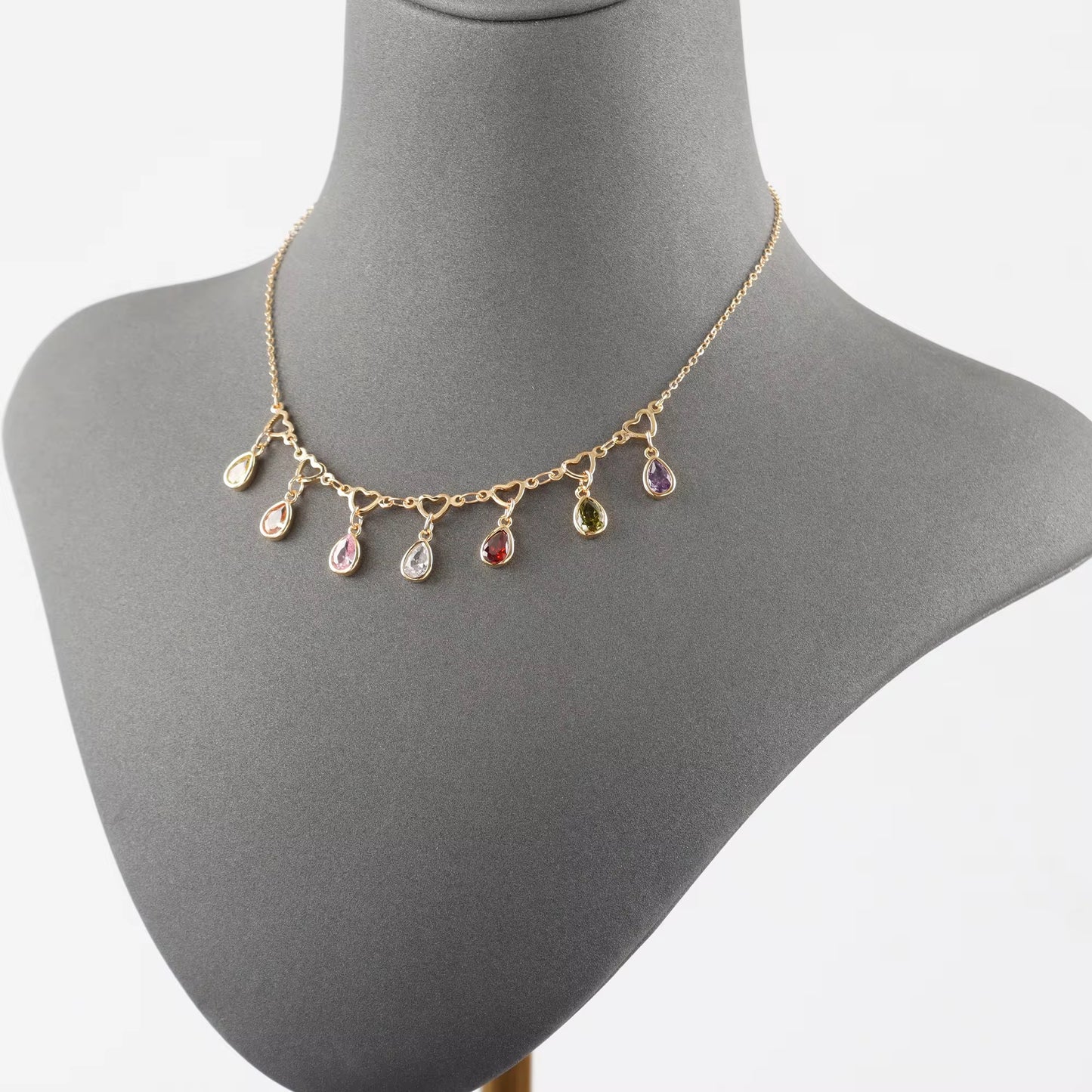 CZ 2358 Pink drop Zircon charm 18k gold plated ( 1 pc ) - anti tarnish