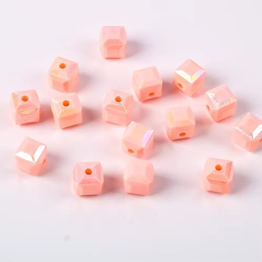 BBB 028 Square Faceted luminous Acrylic bead ( 1 pc )