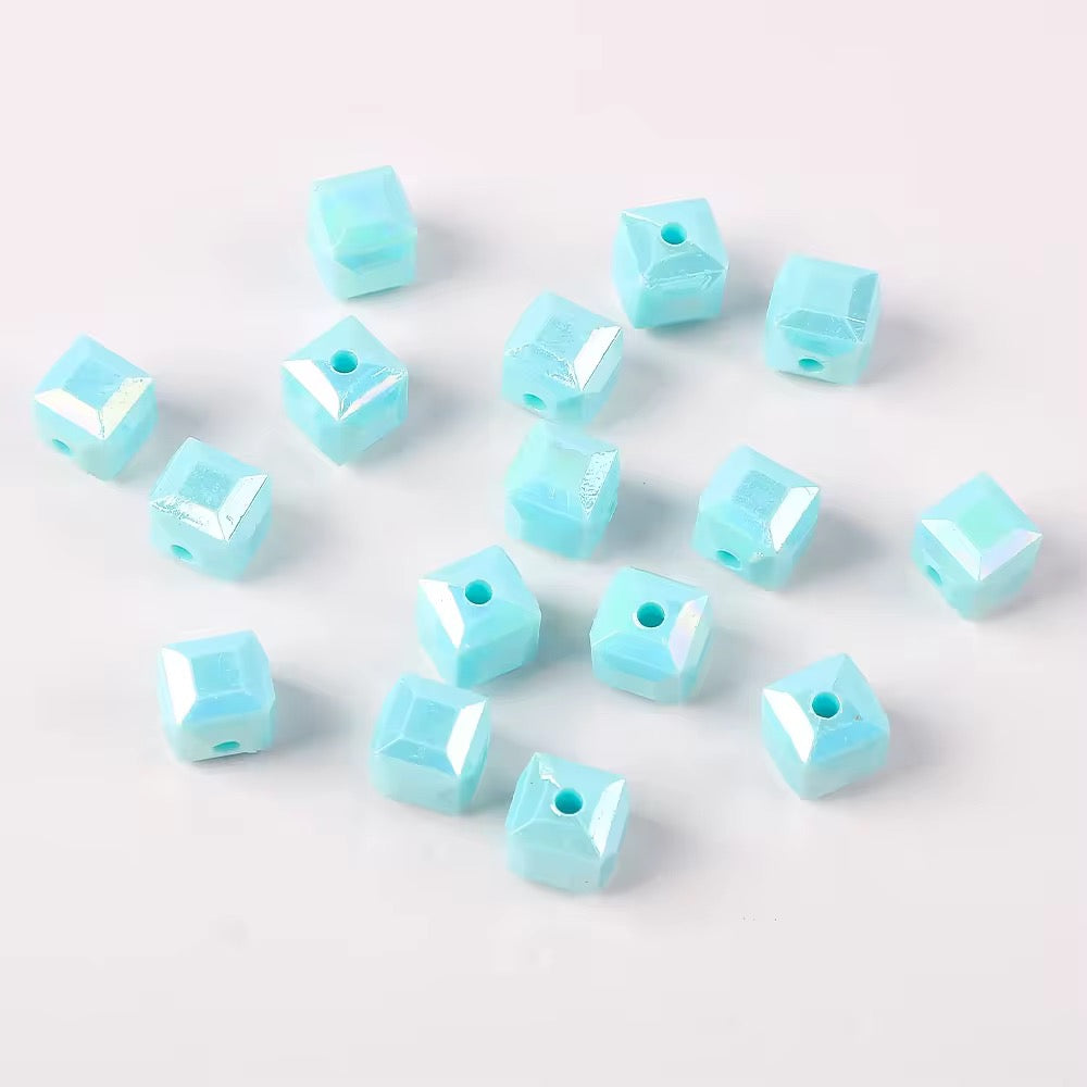 BBB 028 Square Faceted luminous Acrylic bead ( 1 pc )