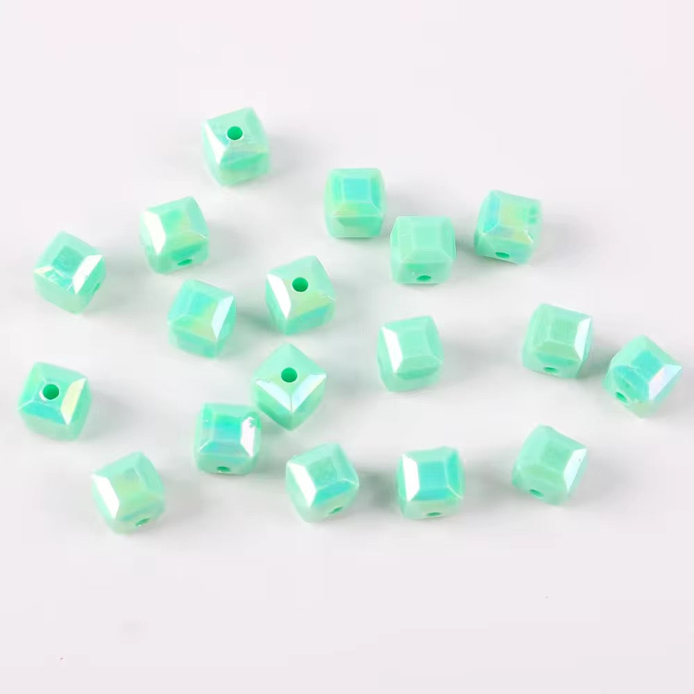 BBB 028 Square Faceted luminous Acrylic bead ( 1 pc )
