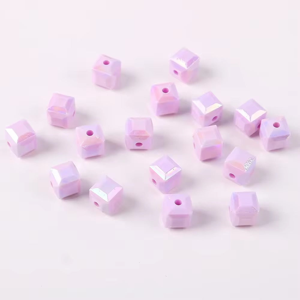 BBB 028 Square Faceted luminous Acrylic bead ( 1 pc )