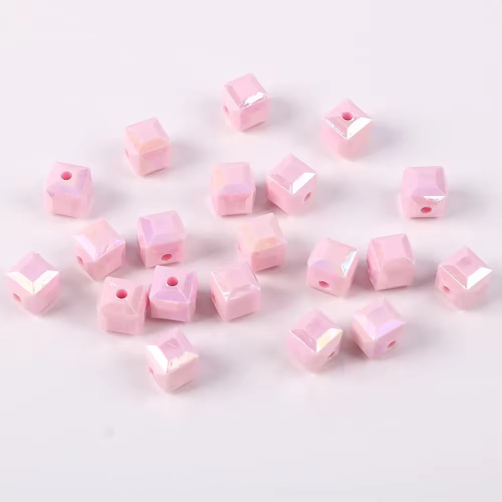 BBB 028 Square Faceted luminous Acrylic bead ( 1 pc )