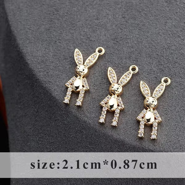 CZ 2373 Rabbit zircon charm 18k gold plated ( 1 pc ) - anti tarnish