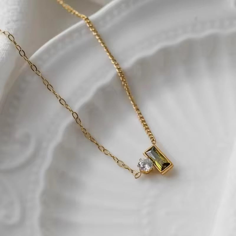 SS 166 Dainty Minimalistic Zircon necklace- 18k gold plated stainless steel - Anti tarnish - Wholesale