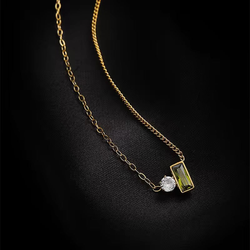 SS 166 Dainty Minimalistic Zircon necklace- 18k gold plated stainless steel - Anti tarnish - Wholesale