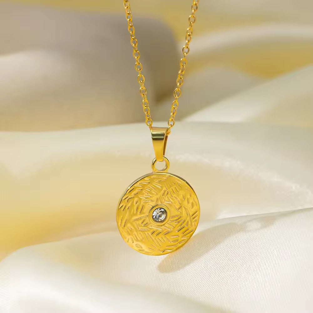 SJ 178 Zircon dainty modern necklace- 18k gold PVD plated