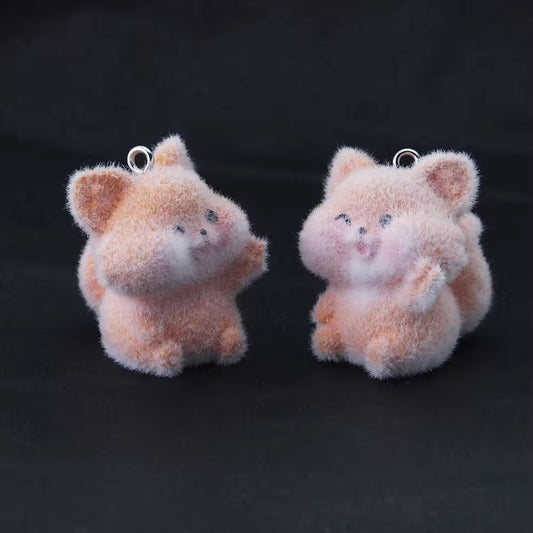 BBB 267 (i) Fox Cute Fur 3D Flocking Resin charm ( 1 pc ) ( 35*30 mm )