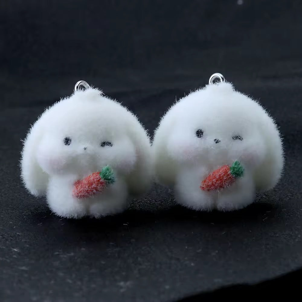 BBB 267 (k) Bunny Cute Fur 3D Flocking Resin charm ( 1 pc ) ( 35mm )