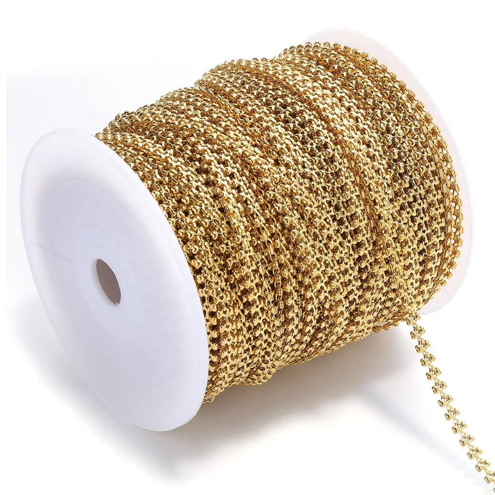 CN 175 Bow gold Stainless steel chain - per feet - Anti tarnish