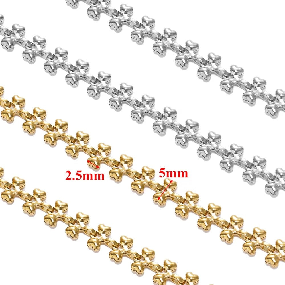 CN 175 Bow gold Stainless steel chain - per feet - Anti tarnish