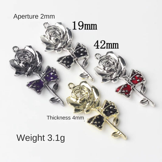 SS 3049 Rose Red bow Charm 14k Gold plated Alloy Premium ( 1 pc ) Anti Tarnish ( 19:42 mm )