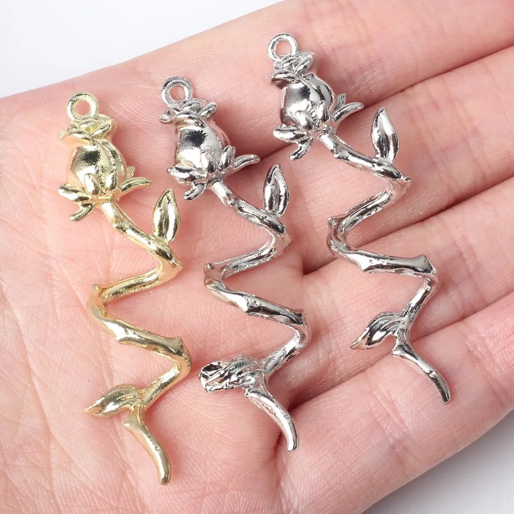 SP 1406 Rose alloy silver charm - per piece - tarnish resistant