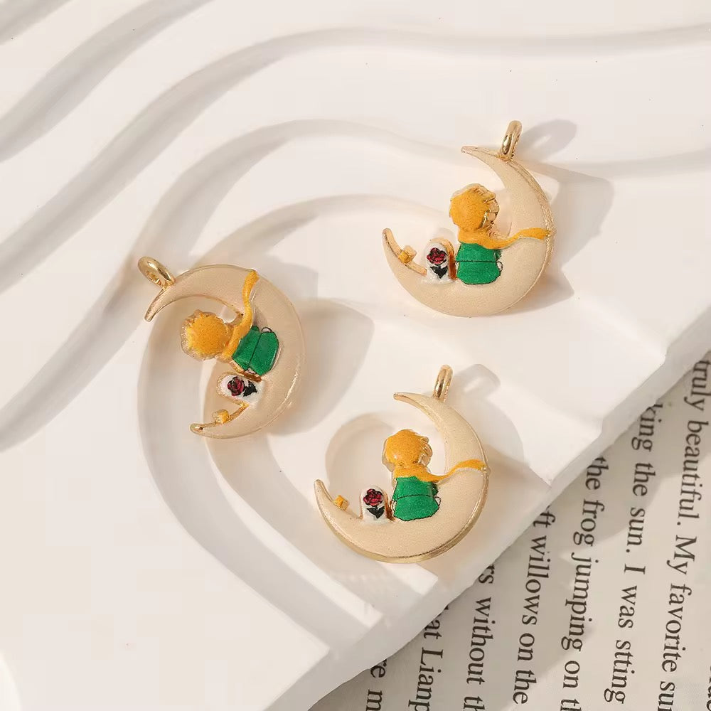 AC 2409 Moon Oil drip Alloy charm ( 1 pc ) - Tarnish resistant