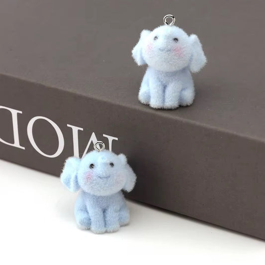 BBB 267 (t) Elephant Cute Fur 3D Flocking Resin charm ( 1 pc ) ( 30*20mm )