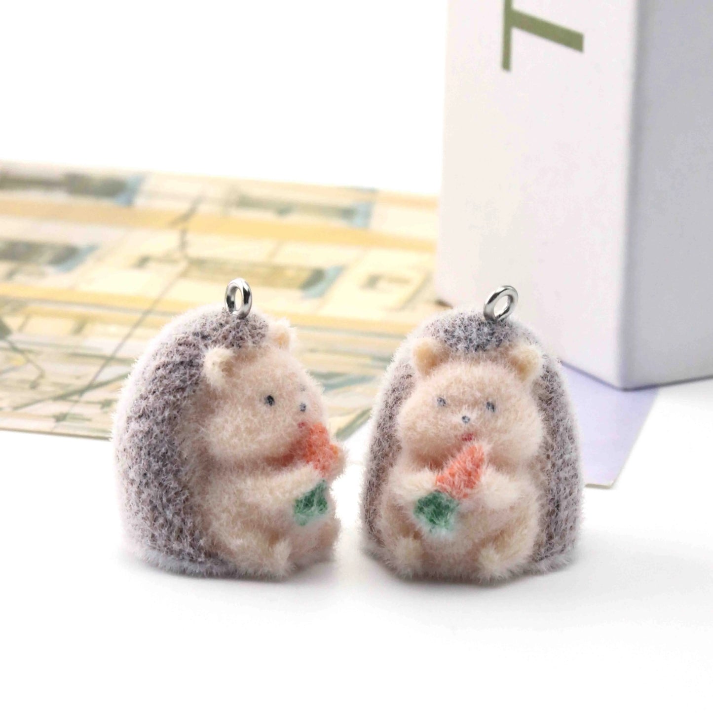 BBB 385 (c) Hedgehog Cute Fur 3D Flocking Resin charm ( 1 pc ) ( 35*30mm )