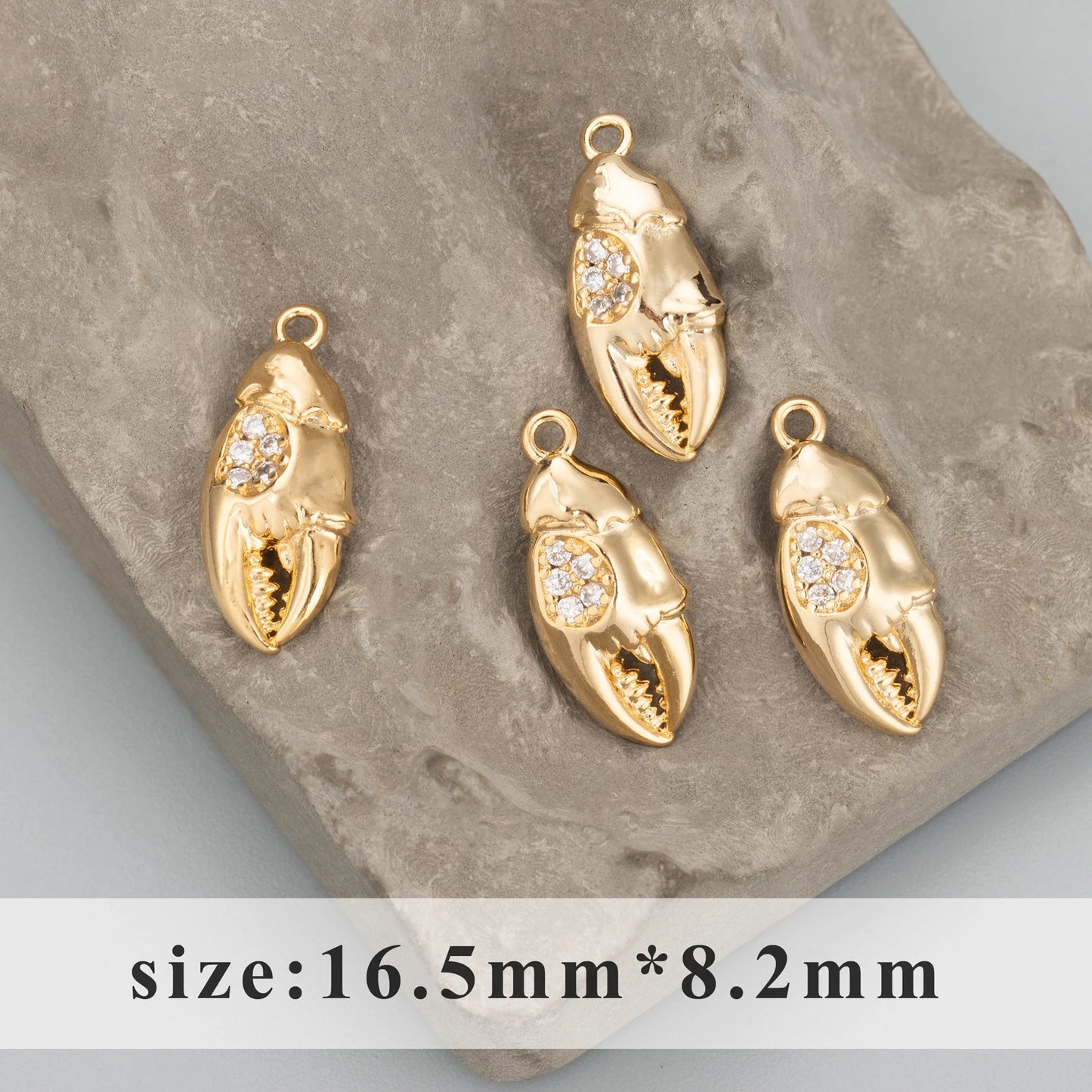 SS 1525 Lobster Zircon 14k gold plated charm ( 1 pc ) anti tarnish