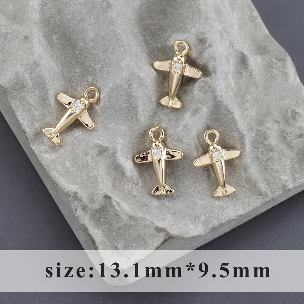 GP 1508 plane 14k gold plated charm - per piece - anti tarnish