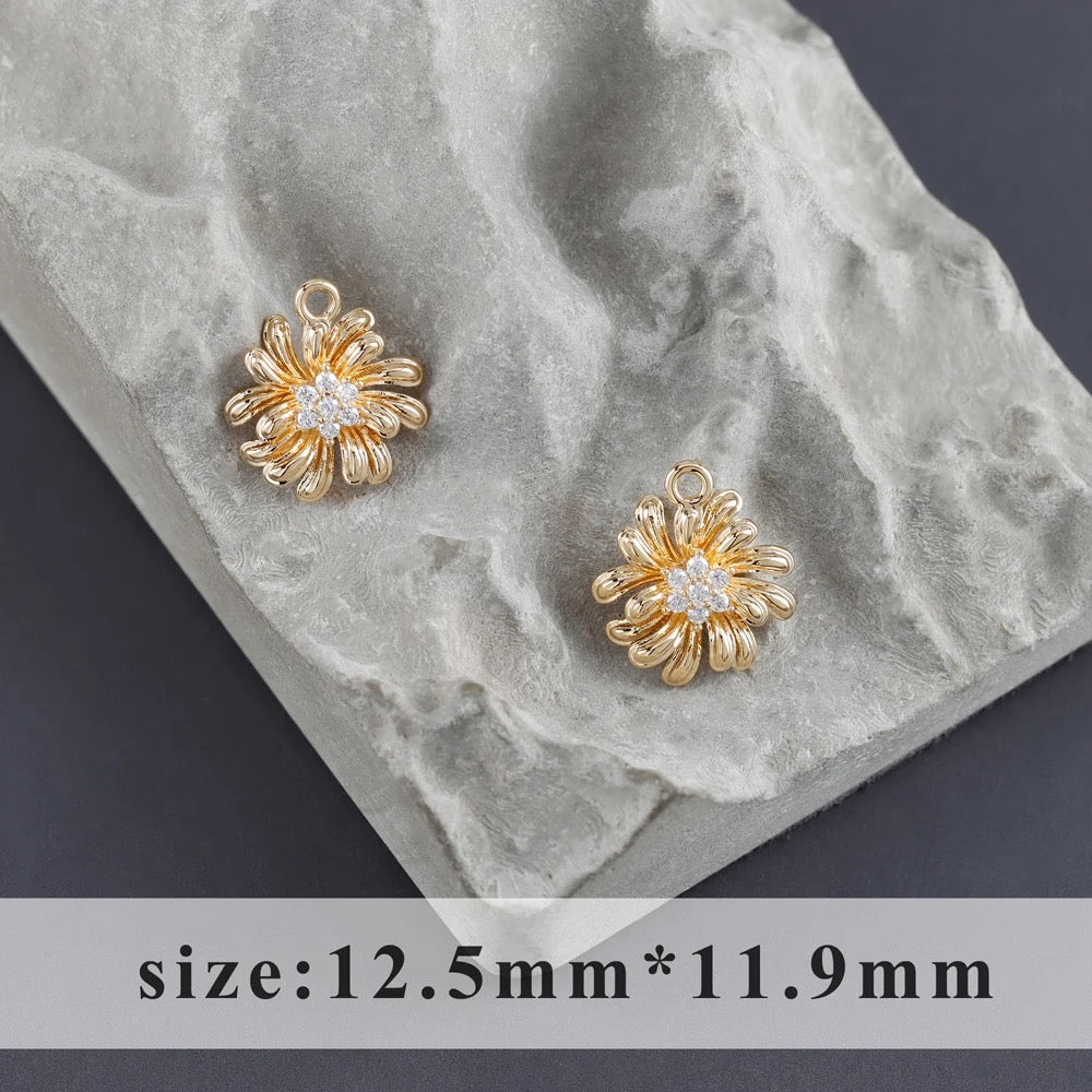 GP 1510 Flower 14k gold plated charm - per piece - anti tarnish