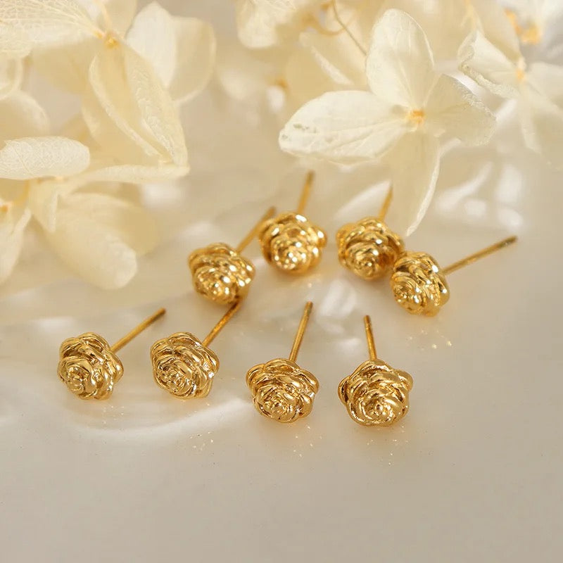 GP 1514 - 14k gold plated rose stud ( 2 pc ) - anti tarnish