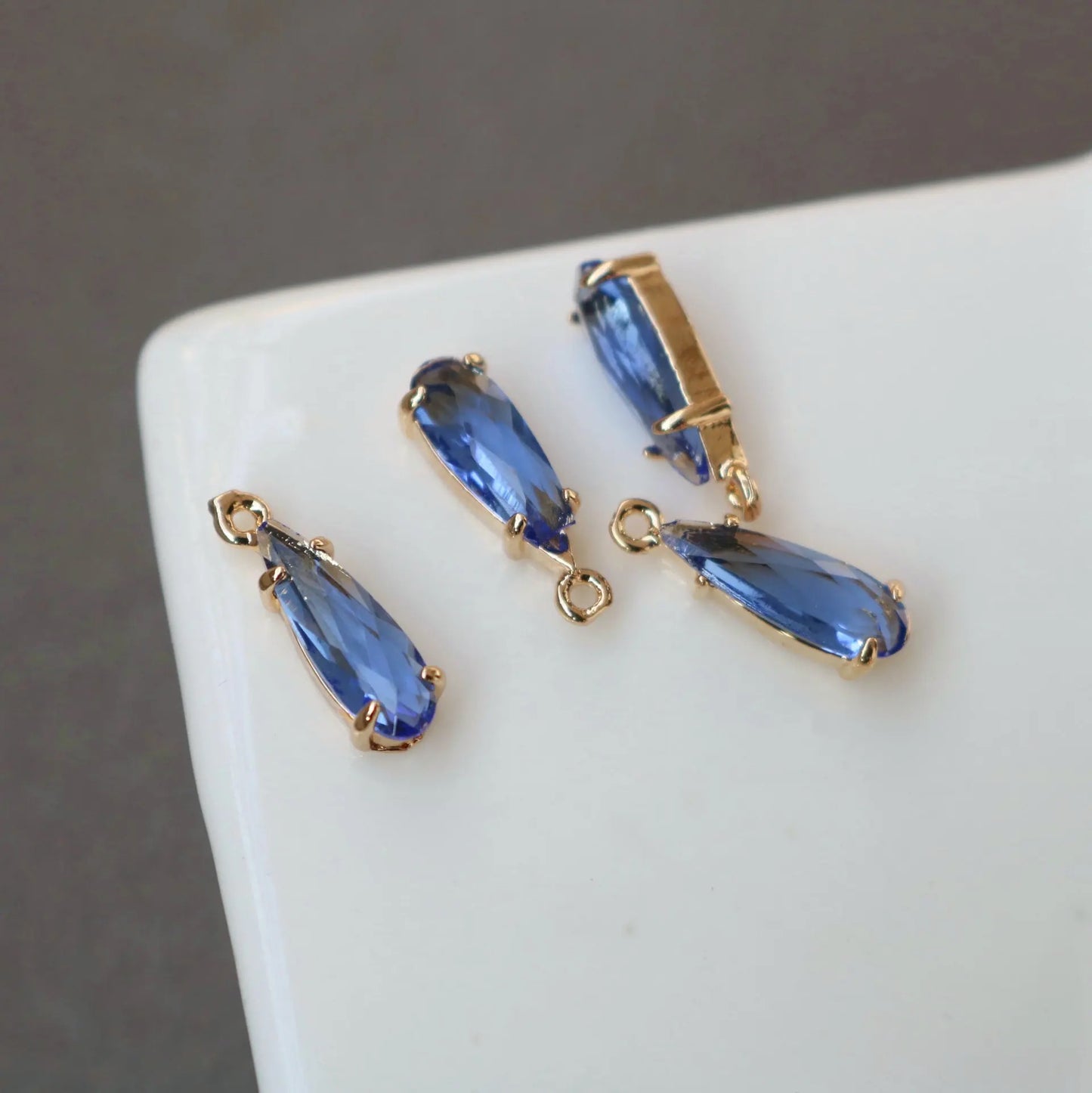 GP 1520 Crystal glass teardrop 14k gold plated charm ( 1 pc ) - anti tarnish