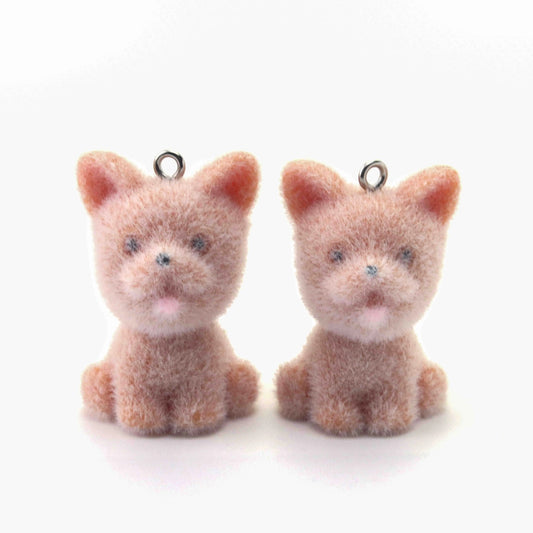 BBB 385 (i) Puppy Cute Fur 3D Flocking Resin charm ( 1 pc ) ( 30 mm )