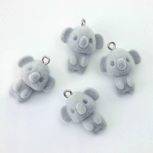 BBB 385 (j) Koala Cute Fur 3D Flocking Resin charm ( 1 pc ) ( 22 mm )