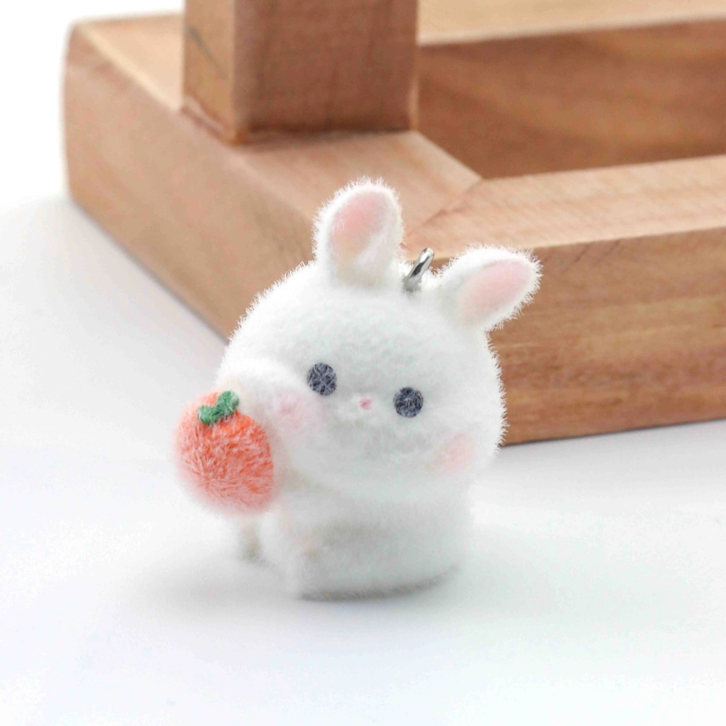 BBB 385 (k) Bunny Carrot Cute Fur 3D Flocking Resin charm ( 1 pc ) ( 30 mm )