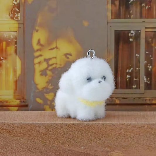 BBB 385 (q) Scarf Puppy Cute Fur 3D Flocking Resin charm ( 1 pc ) ( 30 mm )