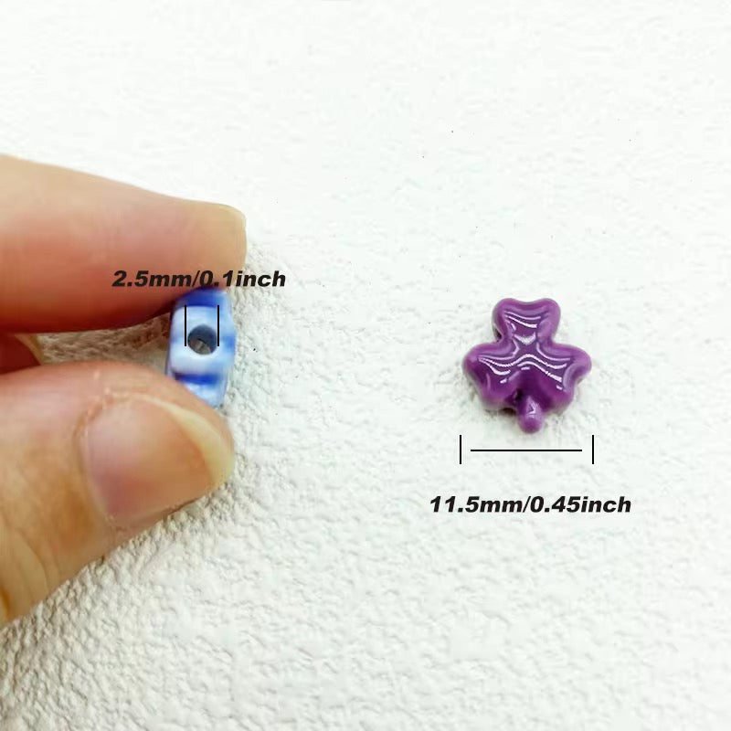 BBB 056 (c) Yellow Clover leaf porcelain ceramic bead ( 1 pc )