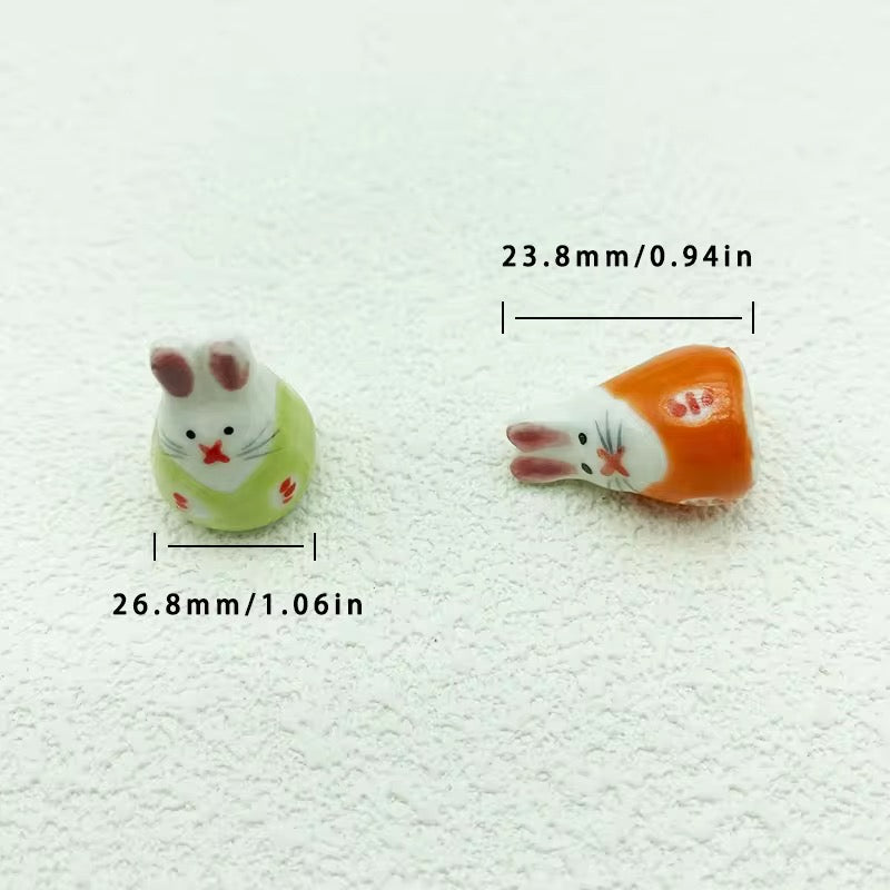 BBB 057 (5) Light pink Cute Rabbit porcelain ceramic bead ( 1 pc )
