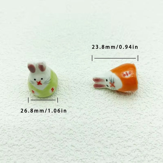 PCB19 Cute Rabbit porcelain ceramic bead ( 1 pc )