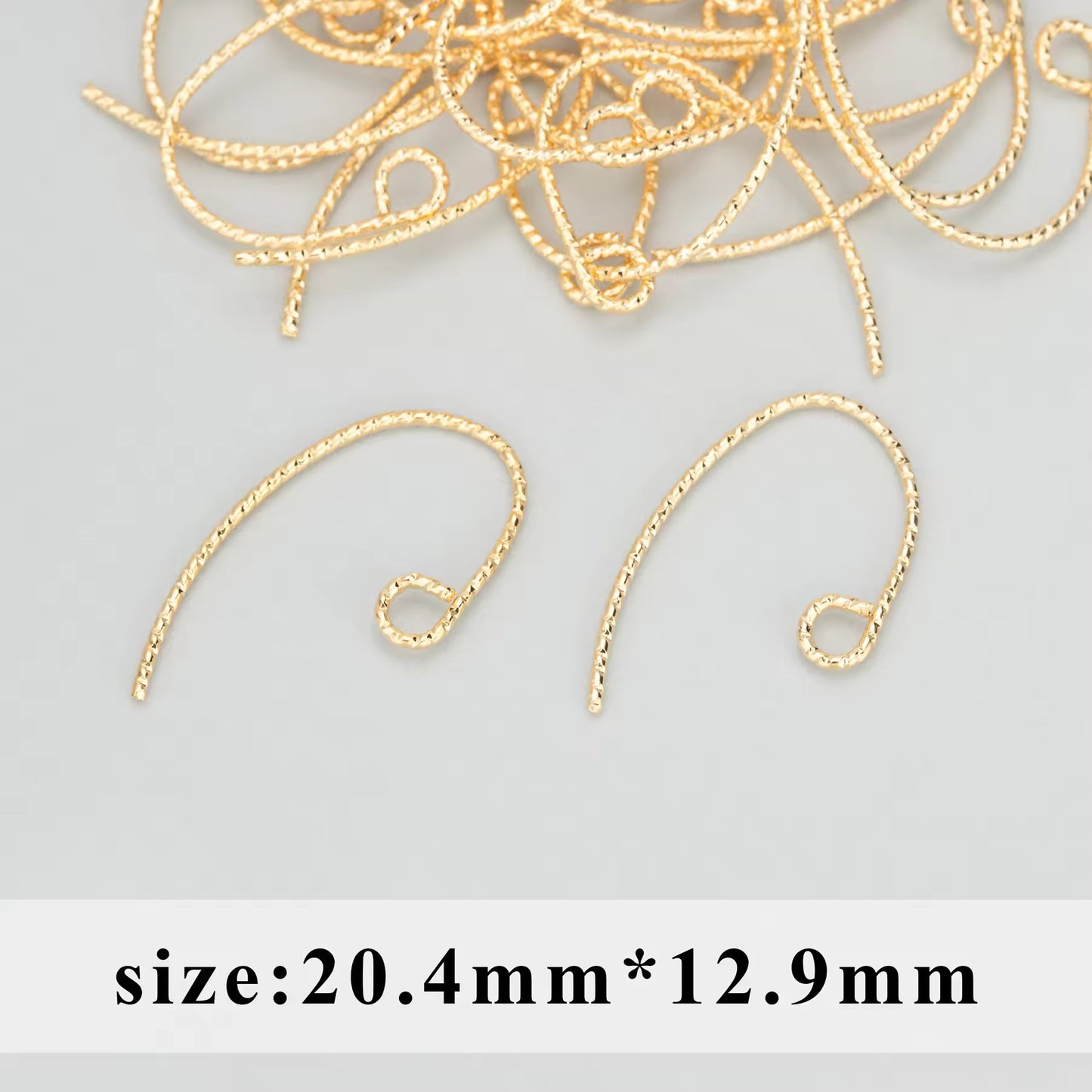 CZ 2390 textured hook 14k gold plated ( 2 pc ) - anti tarnish